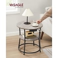 thumbnail image 2 of VASAGLE Side Table, 2-Tier Round End Table, Nightstand with Steel Frame for Small Spaces, Living Room, Bedroom, Charcoal Gray and Ink Black, 2 of 6