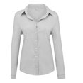 thumbnail image 4 of Gupgi Female  Long Sleeve Shirts, Casual Loose Button-Down Turndown Collar Top Cloth, 4 of 5