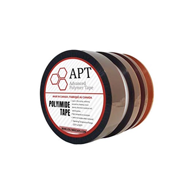 APT, 1 mil Thick Polyimide Adhesive High-Temperature Resistant Tape, for Masking, Soldering, Electrical, 3D Printer Application, 1/4",1/2",3/4",1"(4 Rolls in one Pack)