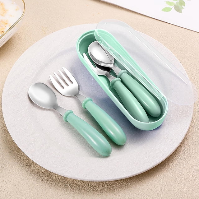 Uuiauoio Stainless Steel Foldable Travel Utensil Set Portable Spoon Fork and Storage Box Camping Hiking Picnic Office Lunch Compact Reusable Tableware Kit
