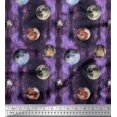 thumbnail image 1 of Soimoi Purple polyester Crepe Fabric Moon & Planet Galaxy Decor Fabric Printed Yard 42 Inch Wide, 1 of 3