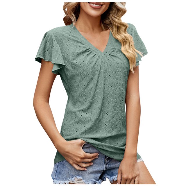 Birdeem T-Shirt à Manches Courtes Col en V Ample pour Femmes