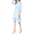 thumbnail image 4 of INSPIRE CHIC Women's Layered Ruffle Hem 3/4 Sleeves Smocked Chiffon A-Line Dress 2XL Blue, 4 of 8