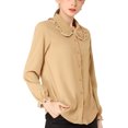 thumbnail image 2 of INSPIRE CHIC Women's Sweet Ruffle Peter Pan Collar Button Up Work Shirts, 2 of 6