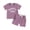 Purple, variant on Splozh Little Girls Summer Outfits Baby Girl Comfortable and Breathable Set Cute Letter Printed Short Sleeve Shorts Two Piece Set Pink,2-3 Years