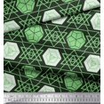 thumbnail image 2 of Soimoi Green Poly Georgette Fabric Geometrical Star Geometric Printed Craft Fabric by the Yard 42 Inch Wide, 2 of 5