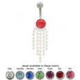 thumbnail image 1 of Dangling Beads Belly Button Ring with Cz Gem, 1 of 1