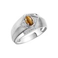 thumbnail image 3 of RYLOS Mens Rings Sterling Silver Ring 6X4MM Oval Shape Gemstone & Diamond Ring Tiger Eye November Birthstone Rings For Man Silver Rings, Size 9, 3 of 7