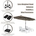 thumbnail image 4 of Gymax Parasol de Patio Double Face de 15 Pi, Parasol de Marché Jumelé avec Base Améliorée, Café, 4 of 7
