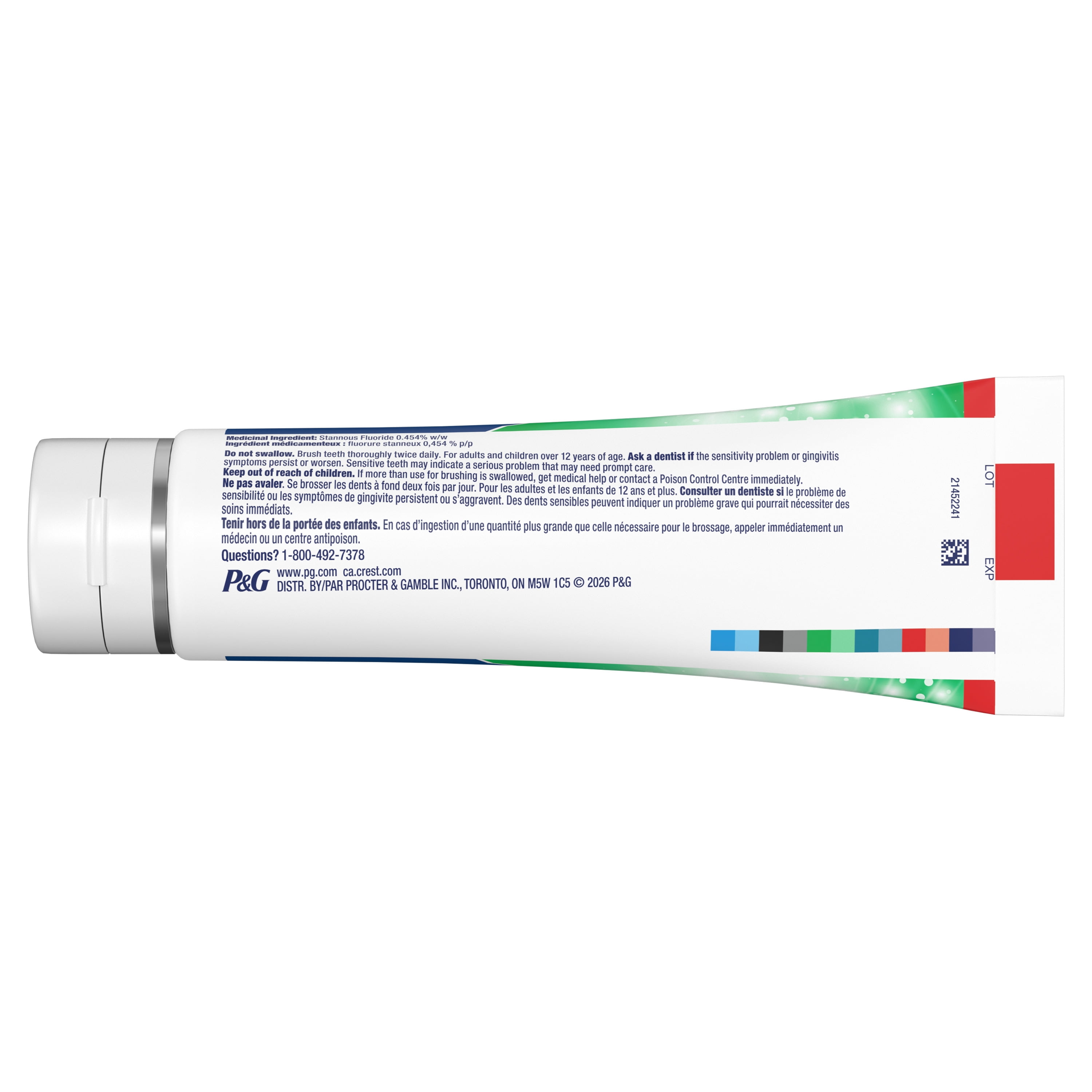Dentifrice Crest Haleine propre Menthe verte 100 mL : neutralise la mauvaise haleine, protège contre les bactéries, combat la carie, rafraîchit l’haleine, blanchit en douceur