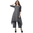 thumbnail image 2 of Moomaya Ensemble Kurti Kurta Pantalon pour Femmes Col Bateau Imprimé Robe 2 Pcs Tenue Ethnique, 2 of 6