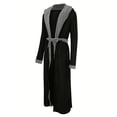 thumbnail image 2 of Innerwin Dressing Gown Solid Color Men Wrap Robe Home Hooded Thicken Plush Bath Robes Black Gray 2XL, 2 of 3