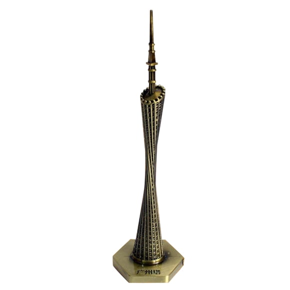 Modèle de Tour de Canton de Chine Simple Décoration Ornement en Métal Artisanat Gratte-Ciel Créatif Tour de Guangzhou Décoration de Maison Accessoires de Photographie Artisanat Miniatures (Bronze)