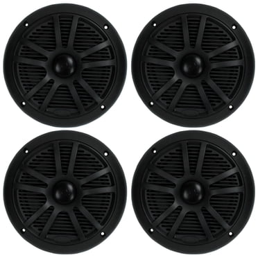 BOSS Haut-Parleurs Audio d'Extérieur pour Bateau Marin Noir à Double Cône 6,5 Pouces 360 W, 4 Pk / MR6B