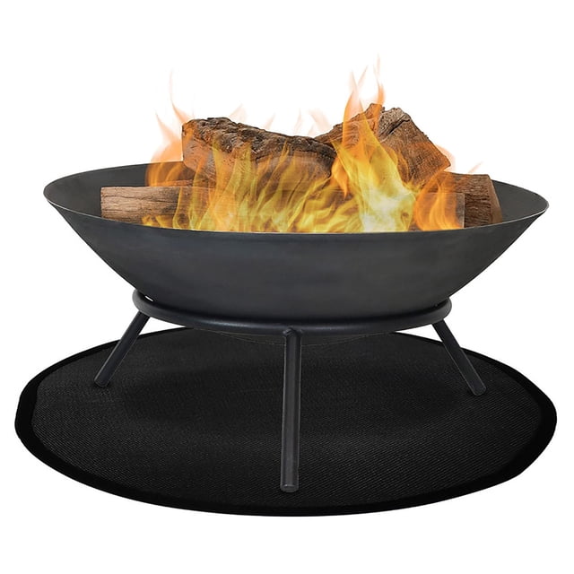 BBQ Mat & Fire Mat for Fireplace and Brazier – Fiberglass Silicone Oven Mat Outdoor Terrace Barbecue Circular Fireproof Mat 24 Inches