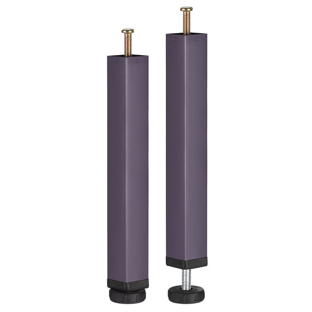 Unique Bargains 2 Pack Adjustable Height Bed Frame Support Legs, gray, made of durable iron with a paint surface finish. Each leg measures 250mm-285mm (9.8'-11.2') in height and features a non-slip rubber pad for stability and floor protection. Ideal for furniture accessories, designed to evenly distribute mattress weight and prevent sagging.