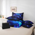 thumbnail image 4 of Gothi Sugar Skull Bed In A Bag Smog Skeleton Comforter Set King,Extoic Butterfly Painting 7 Pieces Bedding Set Kids Goth Bone Sheet Set,Blue, 4 of 5