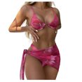 thumbnail image 1 of Birdeem Womens Solid Bikini Strap Bikini Deep V Sexy Split Swimsuit Set Three-Piece Swimming Suit, 1 of 9