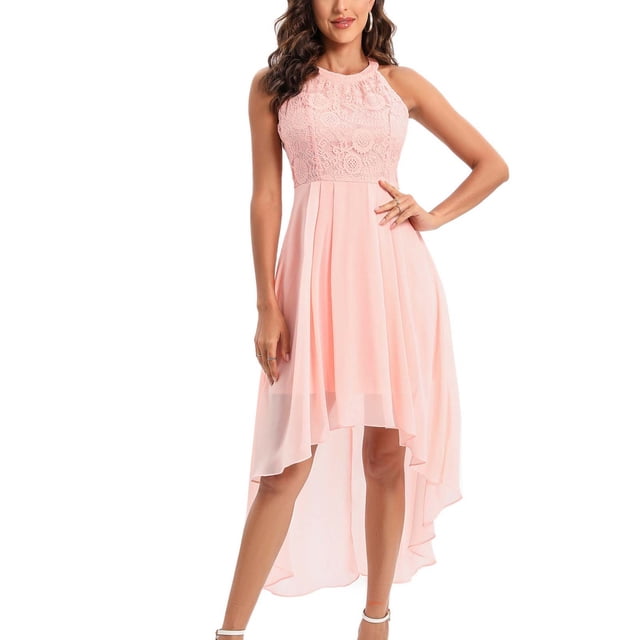 Gspmoly Robes pour Femmes, Printemps et Été Col Rond Ajouré Coupe Ajustée Sans Manches Robe à Encolure Suspendue Robes de Soirée pour Femmes Offres du Jour