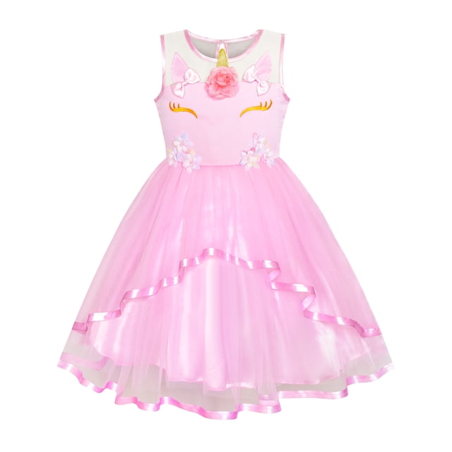 Girls Dress Unicorn Holiday Pink Tulle Princess Party 10 Years