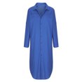 thumbnail image 4 of Sentmoon Summer Dresses for Women 2026 Collar Long Sleeve Linen Dresses for Women 2026 Solid Color Relaxed Fit Button Plus Size Boho Dress Soft and Comfortable Beach Essentials for Women, 4 of 6