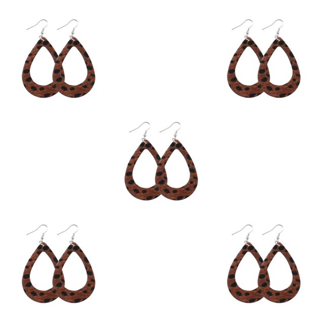 QualitChoice Leopard Print Earrings Body Decoration Water Drop Ear Dangles Birthday Gift Type 4 5Set