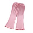 thumbnail image 2 of KYAIGUO 1-6T Baby Toddler Girls Summer Flare Pants Solid Color Ribbed Ruffle Bell Bottoms Spring Cotton Leggings Trousers, 2 of 9