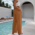 thumbnail image 5 of Summer Clearance 2025! Womens Plus Size Pants,Woman Fashion Solid Color Elastic Waist Drawstring Pocket Long Pants, 5 of 5