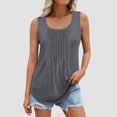 thumbnail image 2 of Chbgutlmr Camisole pour Femmes Grande Taille Col Rond Sans Manches Couleur Unie Plissée Chic Décontractée Tuniques, 2 of 6