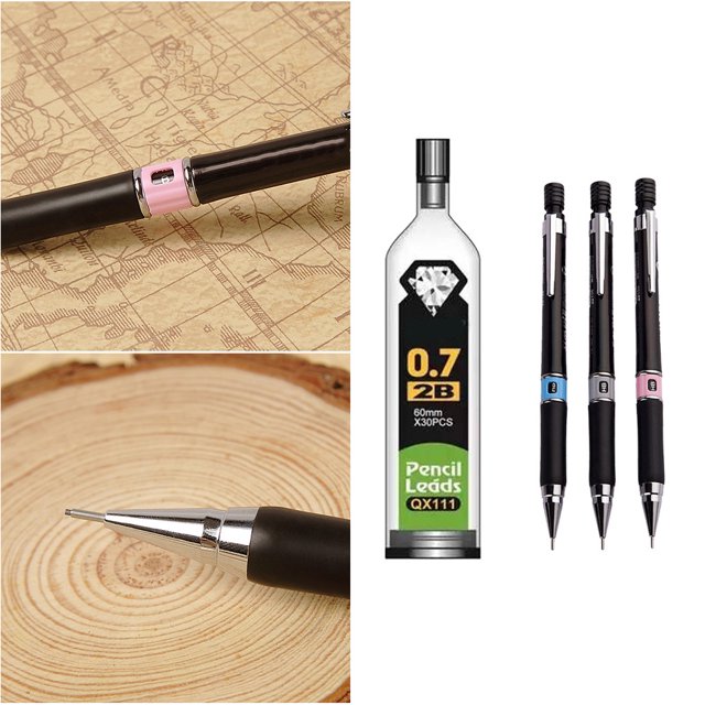 WRITWAA 6Pcs Mechanical Pencil Set Black Automatic Pencil with Refill Leads for Writing Drawing and Drafting