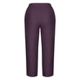 thumbnail image 5 of RXIRUCGD Capris d'Été Confortables à Jambes Larges et Amples pour Femmes, Violet, Taille : L, 5 of 5