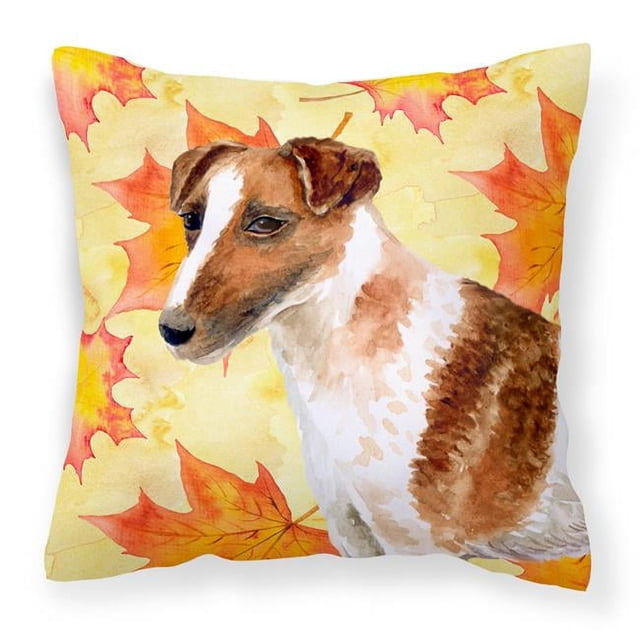 Carolines Treasures BB9908PW1414 Smooth Fox Terrier Fall Fabric Decorative Pillow