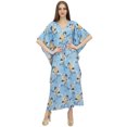 thumbnail image 3 of Bimba Robe Kimono Kaftan Bleue pour Femme Été Soirée à Imprimé Floral Maxi-24, 3 of 4