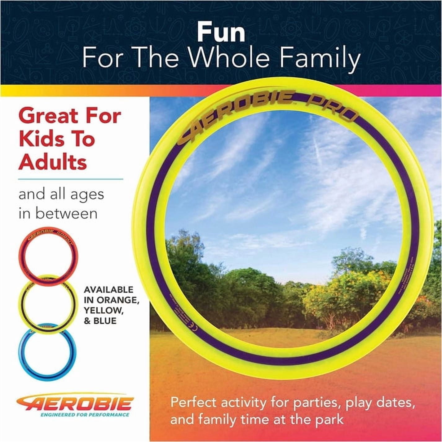 Aerobie Pro Ring Flying Disc, 13 inch Plastic Long Distance Throw Ring, Yellow