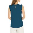 thumbnail image 3 of INSPIRE CHIC Women's Sleeveless Work Blouses Ruffled Pleated Chic Tops Blue Green XL, 3 of 7