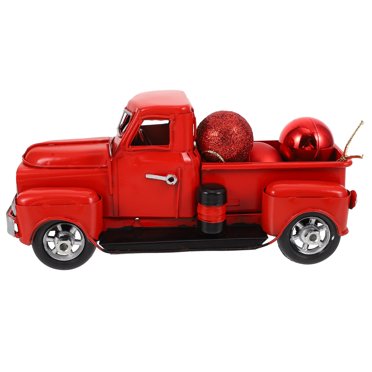 CIMAXIC christmas 1 Pc Christmas Red Metal Truck Antique Vintage Car Props Model Ornament,6.69"X2.95"X2.76"