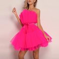 thumbnail image 1 of Économies à Durée Limitée, Robe Courte Sans Manches pour Femme en Maille Unie Style Princesse Sans Bretelles pour Tenue Décontractée et de Soirée Style Polyvalent/polyester, Rose Vif, Sopatenor, 1 of 8