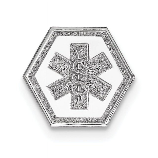 Pendentif en Or Blanc 14K Non Émaillé pour Bijoux Médicaux