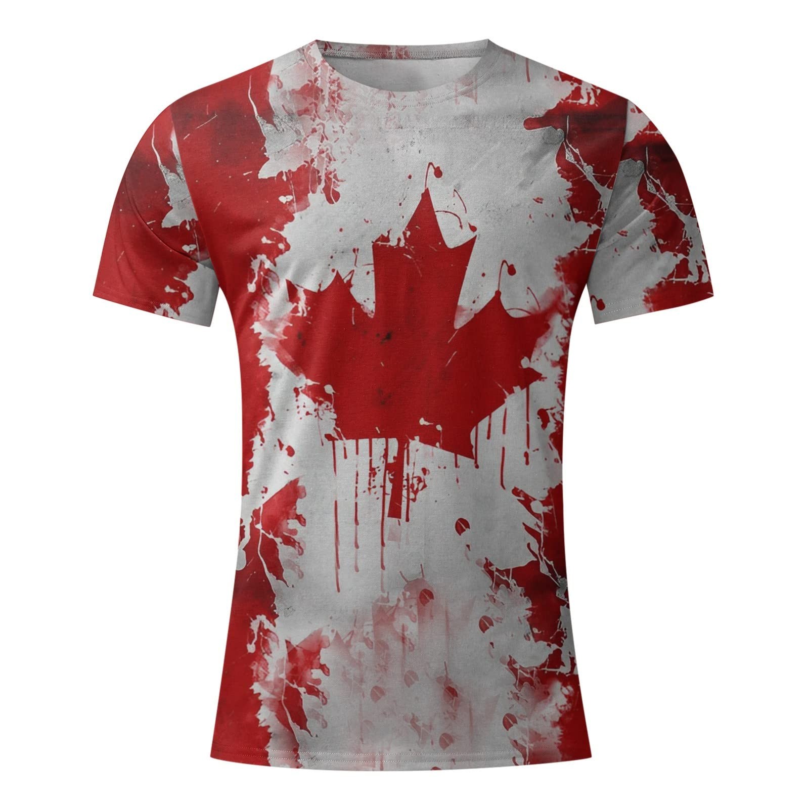 TIMIFIS T-Shirts à Manches Courtes pour Femmes, Col Rond Décontracté, T-Shirts Imprimés Feuille d'Érable du Canada, Hauts Vintage d'Été