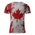 thumbnail image 1 of TIMIFIS T-Shirts à Manches Courtes pour Femmes, Col Rond Décontracté, T-Shirts Imprimés Feuille d'Érable du Canada, Hauts Vintage d'Été, 1 of 3