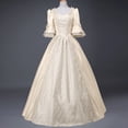 thumbnail image 2 of Huanglei Robe pour Femme Style Rétro Couleur Unie Manches Trompette Longue Robe de Princesse, 2 of 5