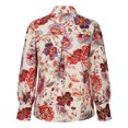 thumbnail image 4 of IROINID Liquidation Chemises à Manches Longues pour Femmes à Col en V Été Imprimé Boutons Col Rabattu Hauts Blouse Chemise Chandail, Blanc, 4 of 7