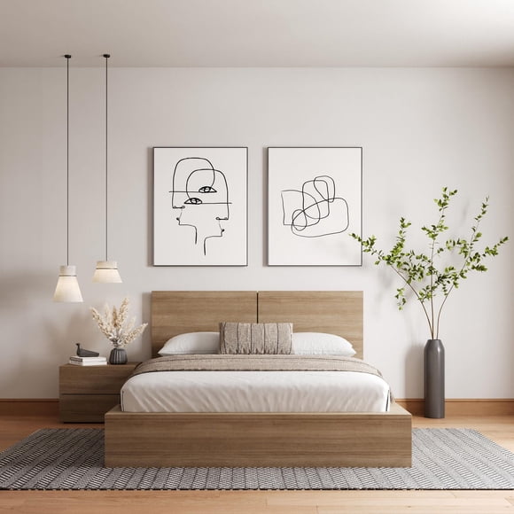 Nexera Ensemble de chambre à coucher James 3 Pièces, Chêne brun