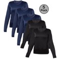 thumbnail image 1 of Blank Activewear Lot de 5 T-Shirts à Manches Longues pour Femmes, Tissu de Performance à Séchage Rapide, 1 of 3