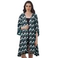 thumbnail image 1 of Moomaya Front Open Printed Shrug 3/4 Sleeve Georgette Beach Cover Up For Women, 1 of 6