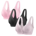 thumbnail image 1 of Timegard 3pc Wireless Bras for Women Front Closure Full Support Wide Strap Comfort Breathable Everyday Bra, 1 of 4