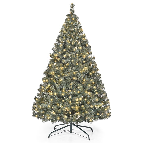 Patiojoy Arbre de Noël Artificiel en PVC Pré-Illuminé de 4,5 Pieds à Charnières avec 200 Lumières DEL