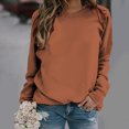 thumbnail image 2 of Yuyuzo 2025 Automne Chandail Sportif Uni pour Femme Décontracté Ample à Col Rond Raglan à Manches Longues Tunique à Enfiler Hauts Orange, 2 of 7