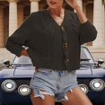 thumbnail image 3 of Baberdicy Cardigan Sweater Ladies Solid Color Button Sweater Knit Cropped Loose Cardigan Women's Cardigans Black, 3 of 3