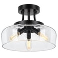 thumbnail image 1 of Modern Industrial Semi Flush Mount Ceiling Light with Clear Glass Shade, 3-Bulb Black Ceiling Light Fixture for Kitchen Bedroom L, 1 of 8